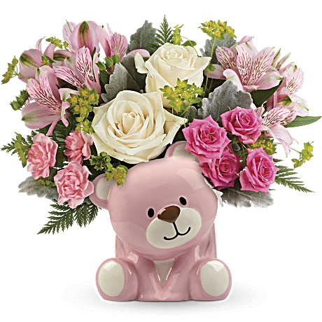 Teleflora's Precious Pink Bear Bouquet