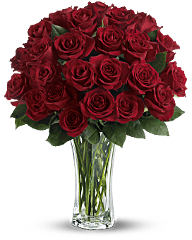 Amour et dévouement - bouquet de roses rouges à longues tiges