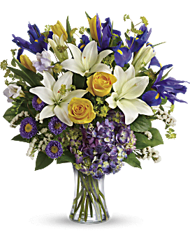 Flower Delivery By Teleflora, Multi-Colored, Mixed Bouquets, Teleflora's Floral Spring Iris Bouquet, Mother's Day Flower Arrangements