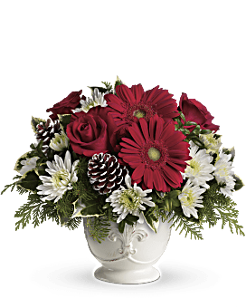 White , Mixed Bouquets , Simply Merry Centerpiece Bouquet , Same Day Flower Delivery By Teleflora