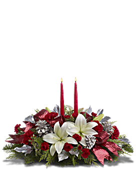 Lights Of Christmas Centerpiece , Mixed Bouquets , Same Day Flower Delivery , White , Teleflora