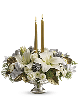 Centre de table floral Enchantement argenté et doré de Teleflora