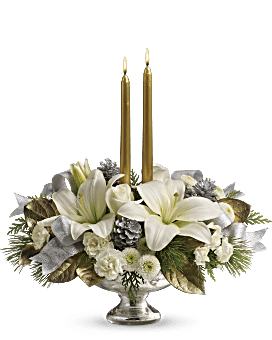 Teleflora's Silver And Gold Centerpiece