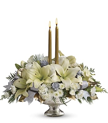 Teleflora's Silver And Gold Centrepiece Flowers