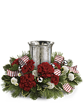 White , Roses , Holly Jolly Centerpiece , Same Day Flower Delivery , Teleflora Flowers Near Me