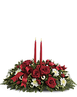 Centro de mesa con brillo navideño Arreglo floral