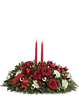 Holiday Shimmer Centerpiece Flower Arrangement