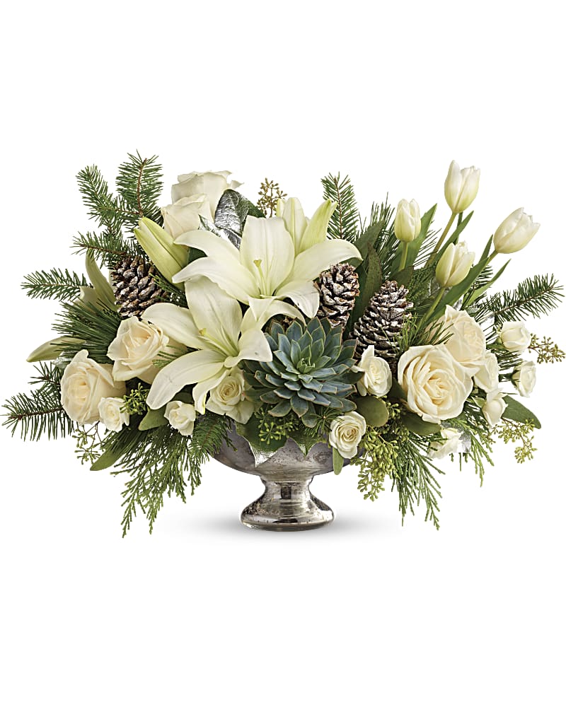 2022 Teleflora Christmas Container Snowman Coffee Can Teleflora's Winter Wilds Centerpiece Flower Arrangement - Teleflora