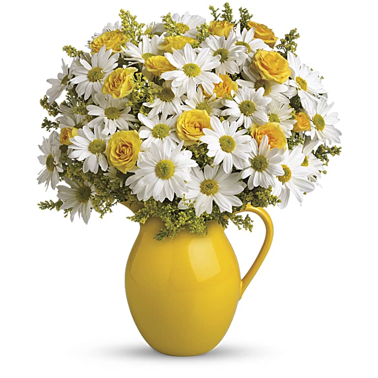 Sunny Day Pitcher of Daisies